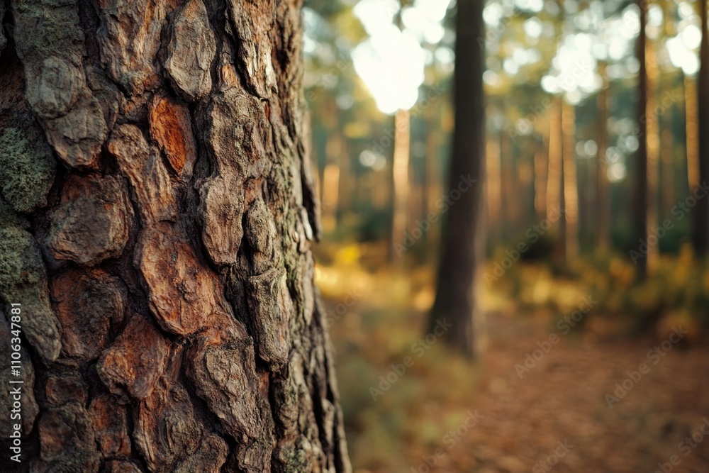 Fototapeta premium A detailed view of a tree trunk in a forest environment, suitable for use in nature or outdoor-themed designs