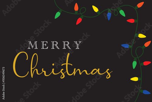 Christmas card background with string of Christmas lights, space for copy