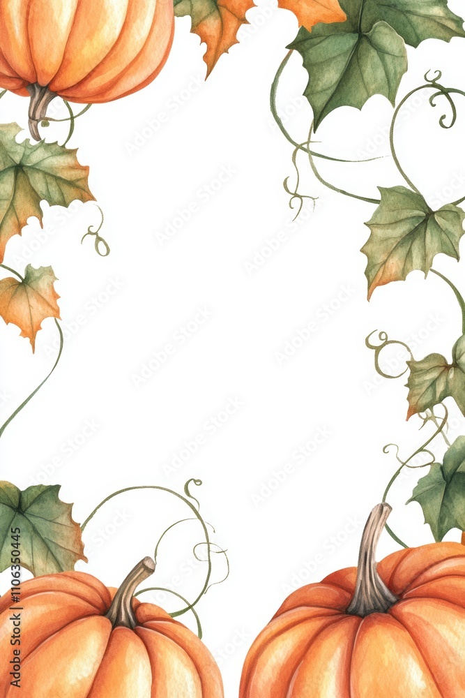 Naklejka premium Fall theme greeting card template design with pumpkin.