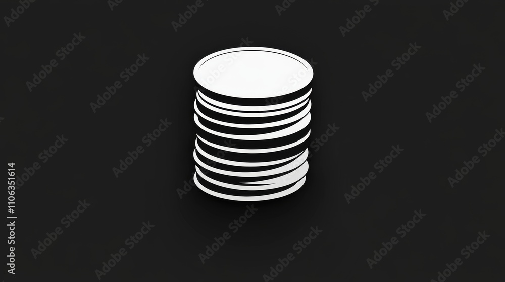 Minimalistic stacked coins with glowing metallic edges on a black background Minimalistic stacked coins with glowing metallic edges on a black background
