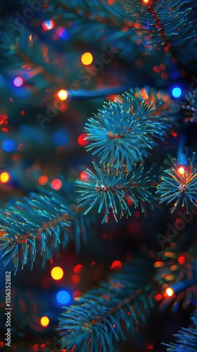 Wallpaper Mural Festive lights illuminate vibrant pine branches. AI. Torontodigital.ca