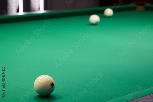 Wallpaper Mural A Focused Shot of Colorful Billiard Balls Set Up Neatly on a Green Felt Pool Table Torontodigital.ca