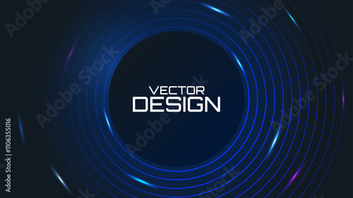 Dark background with colorful gradient neon lines. Vector illustration. Design for wallpaper, banner, background. 
