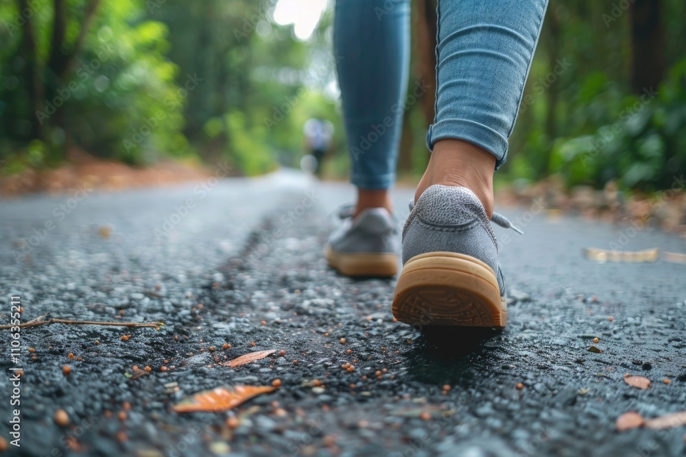 A person walking alone on a road, often used for travel or journey themes A person walking alone on a road, often used for travel or journey themes