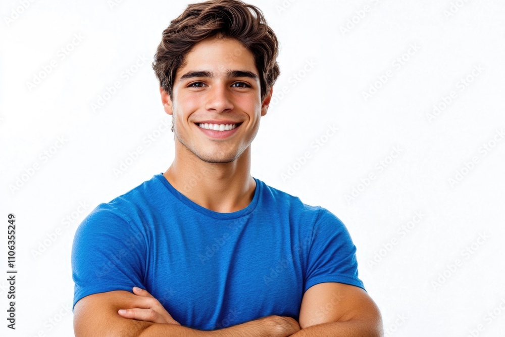 A person standing with arms crossed wearing a blue shirt, suitable for use in lifestyle and human interest stories A person standing with arms crossed wearing a blue shirt, suitable for use in lifestyle and human interest stories