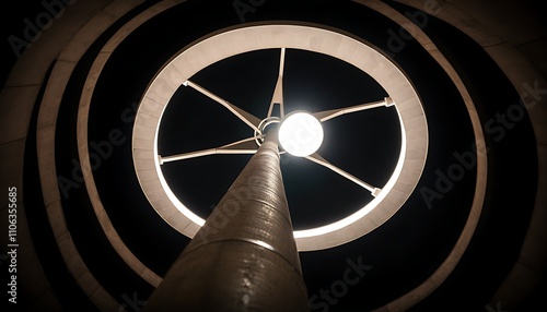 Modern urban night scene under street spherical street lamp photo