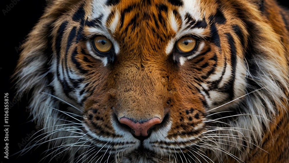 Tiger's Face showcasing powerful gaze, striking stripes, and majestic beauty in the heart of the wild.

