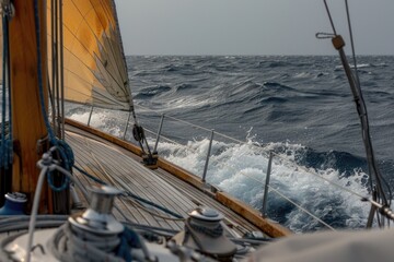 Tableau sur toile  A close-up view of a sailboat's bow, perfect for use in travel or nautical-themed designs  © Alla