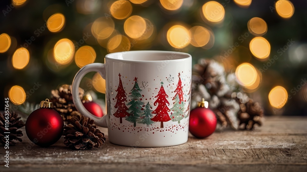 Fototapeta premium Christmas mug interior background