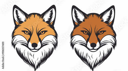 Fox Face Vector Illustration on White Background photo