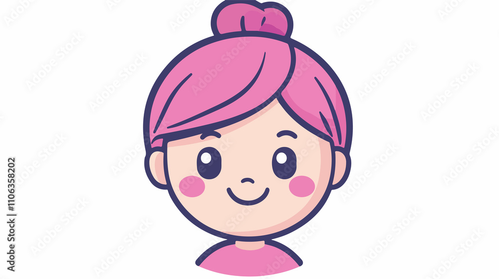 Kawaii Head with Cute Amusing Face Vector Illustration