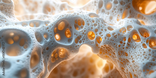 Bone Density Loss
A close-up abstract representation of porous bone structure with soft orange and white tones, emphasizing texture and fragility