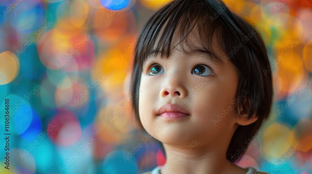 Against a backdrop of colors, an Asian student's thoughtful expression captures the essence of his educational exploration Against a backdrop of colors, an Asian student's thoughtful expression captures the essence of his educational exploration