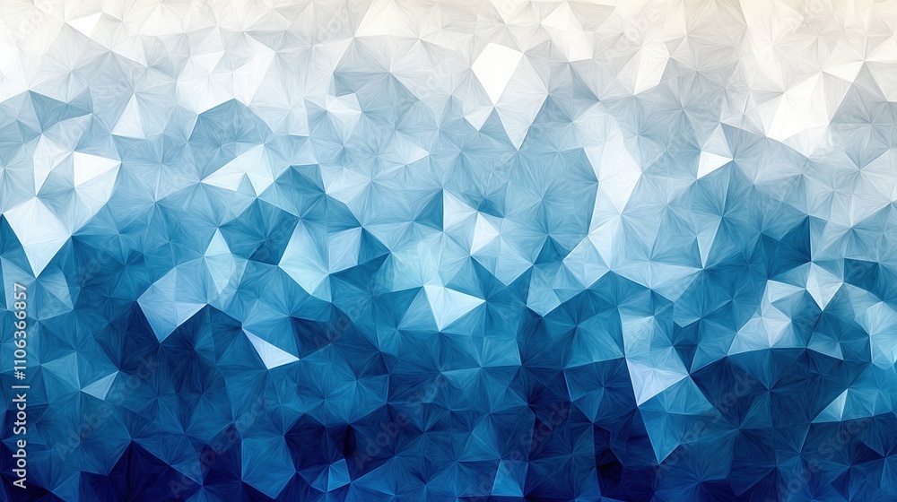 Fototapeta premium Geometric faceted triangle pattern blue color and texture