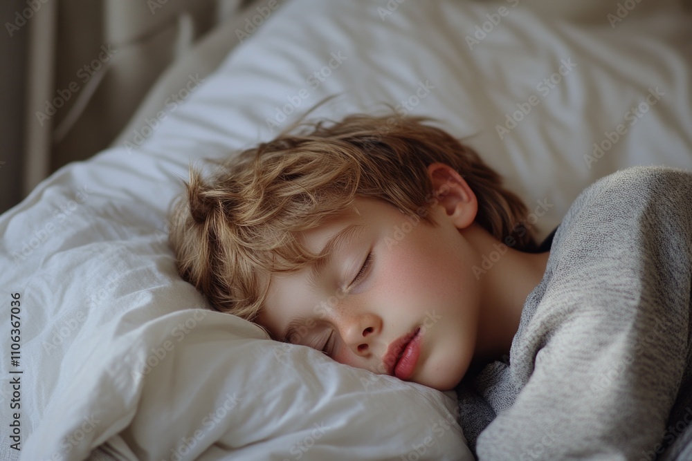 A child asleep in his bedroom, great for family or kids' photography themes A child asleep in his bedroom, great for family or kids' photography themes