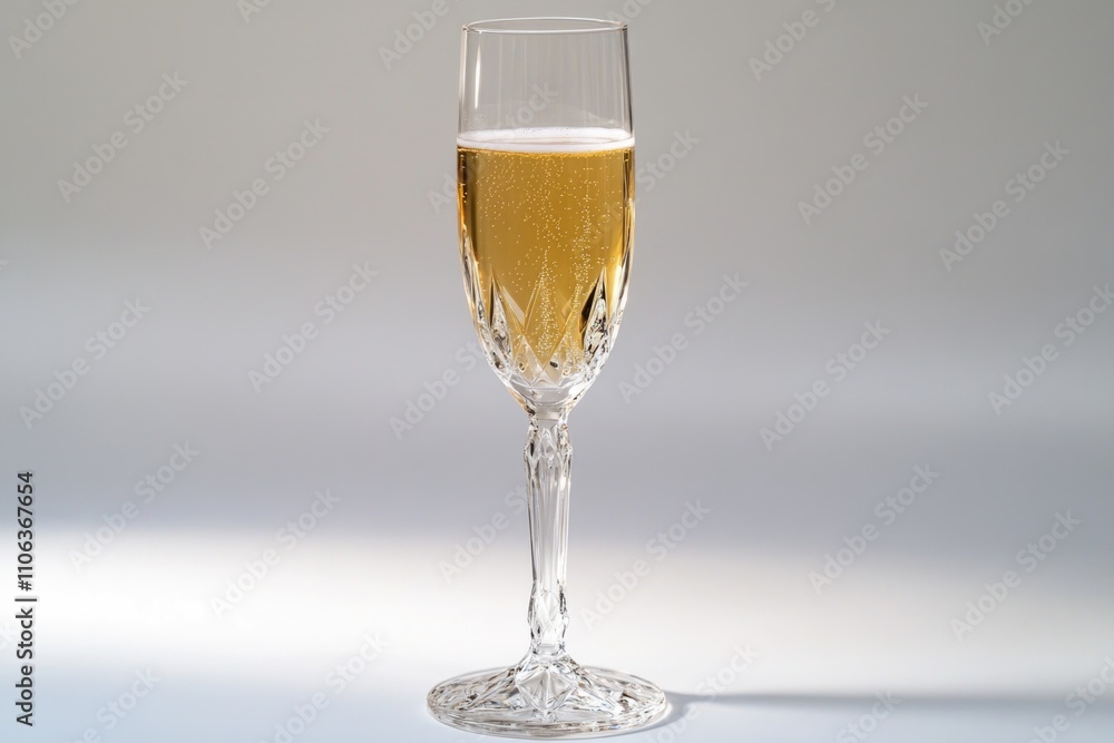 A single glass of champagne sitting on a table, ready for celebration A single glass of champagne sitting on a table, ready for celebration