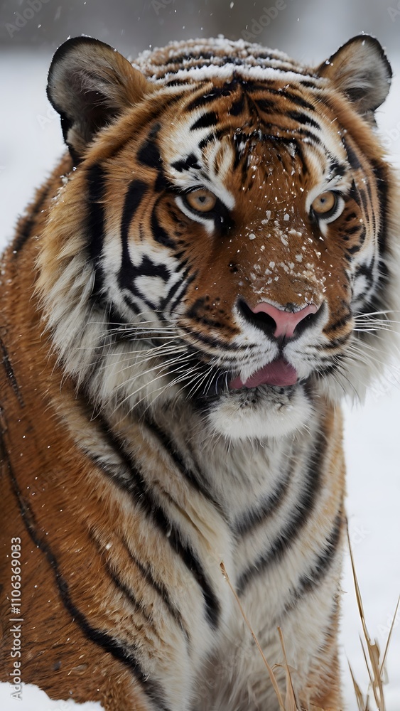Tiger in Snow Wallpaper Showcasing Majestic Wildlife, Winter Scene, Intense Gaze, and Natural Beauty Tiger in Snow Wallpaper Showcasing Majestic Wildlife, Winter Scene, Intense Gaze, and Natural Beauty