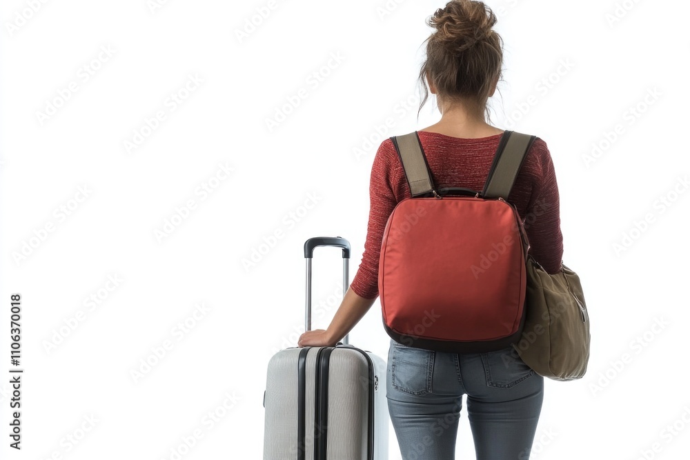 A woman preparing for a trip by packing her luggage A woman preparing for a trip by packing her luggage