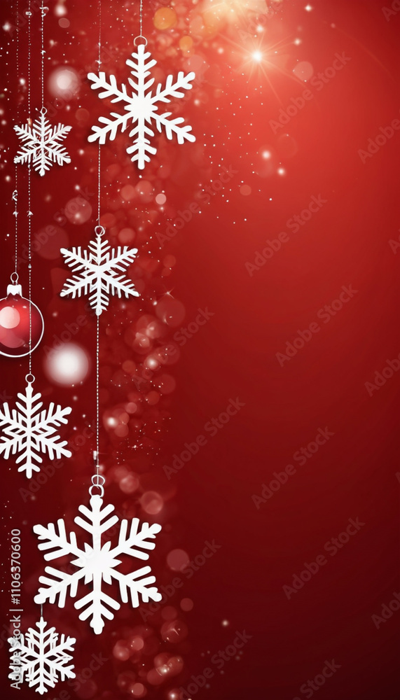 Magical Red Christmas Scene with Snow and Bokeh Lights Magical Red Christmas Scene with Snow and Bokeh Lights