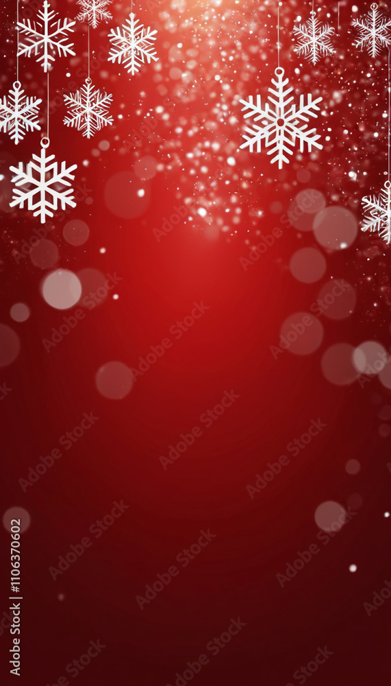 Glowing Red Christmas Background with Snowflakes and Bokeh Texture Glowing Red Christmas Background with Snowflakes and Bokeh Texture