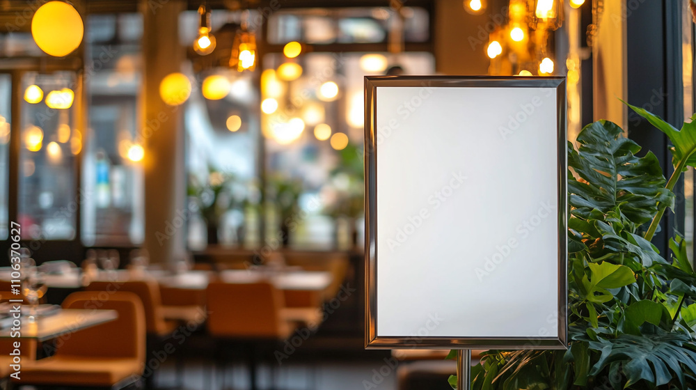 Blank Restaurant Menu Signboard Modern Cafe Interior Blank Restaurant Menu Signboard Modern Cafe Interior