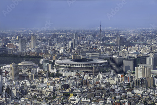 渋谷スカイ屋上展望フロアから眺める国立競技場周辺の風景 photo