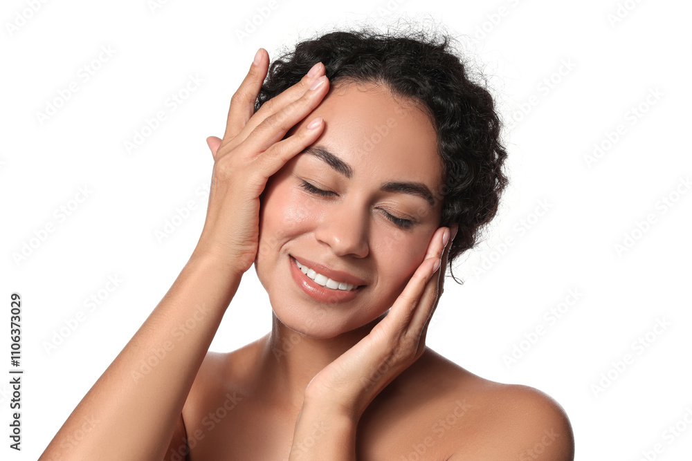 Cosmetology. Beautiful woman with perfect skin on white background Cosmetology. Beautiful woman with perfect skin on white background