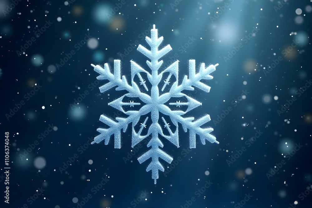 Christmas and new year. Snowflake and falling snow on the blue background Christmas and new year. Snowflake and falling snow on the blue background