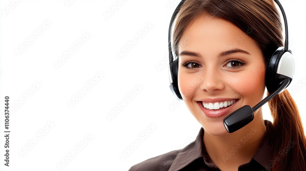 Customer support representative with headset Customer support representative with headset