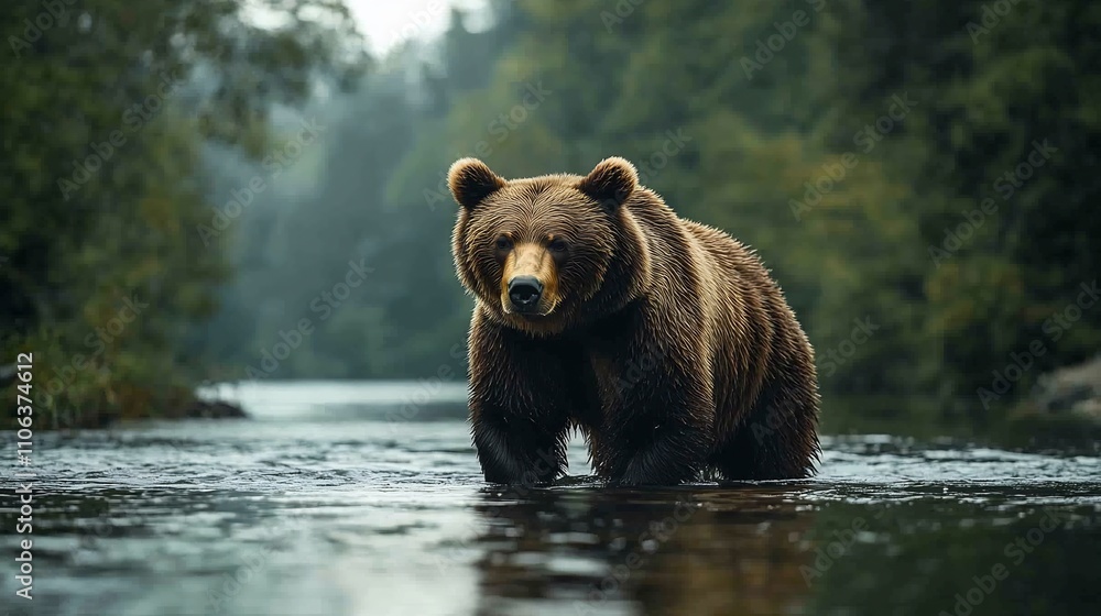 Bear approaching river near a campsite Telephoto wildlife photography Bear approaching river near a campsite Telephoto wildlife photography