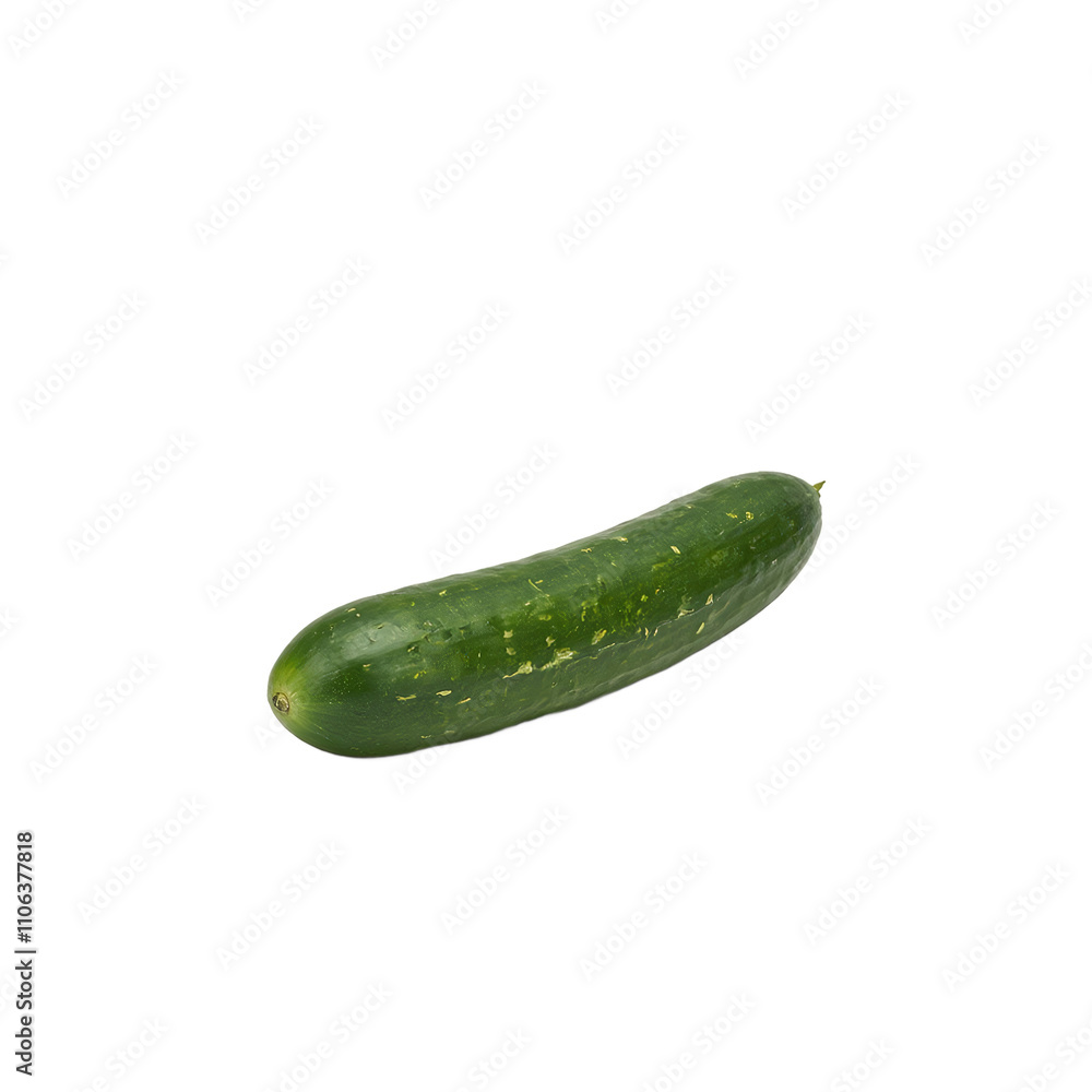 Fresh green cucumber with waxy surface and raised ridges on neutral background Fresh green cucumber with waxy surface and raised ridges on neutral background