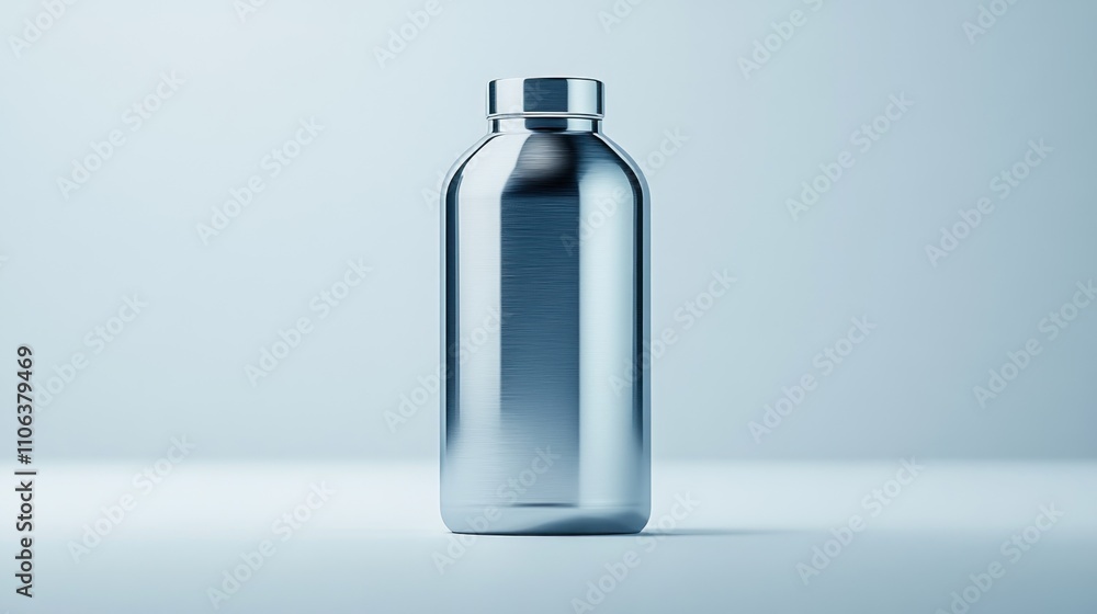 Sleek Stainless Steel Water Bottle on a Minimalist Background