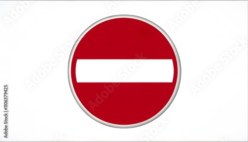 Free Download No Entry Sign Shape Circle Color Red with White Horizontal Bar Background White - GFXLoad