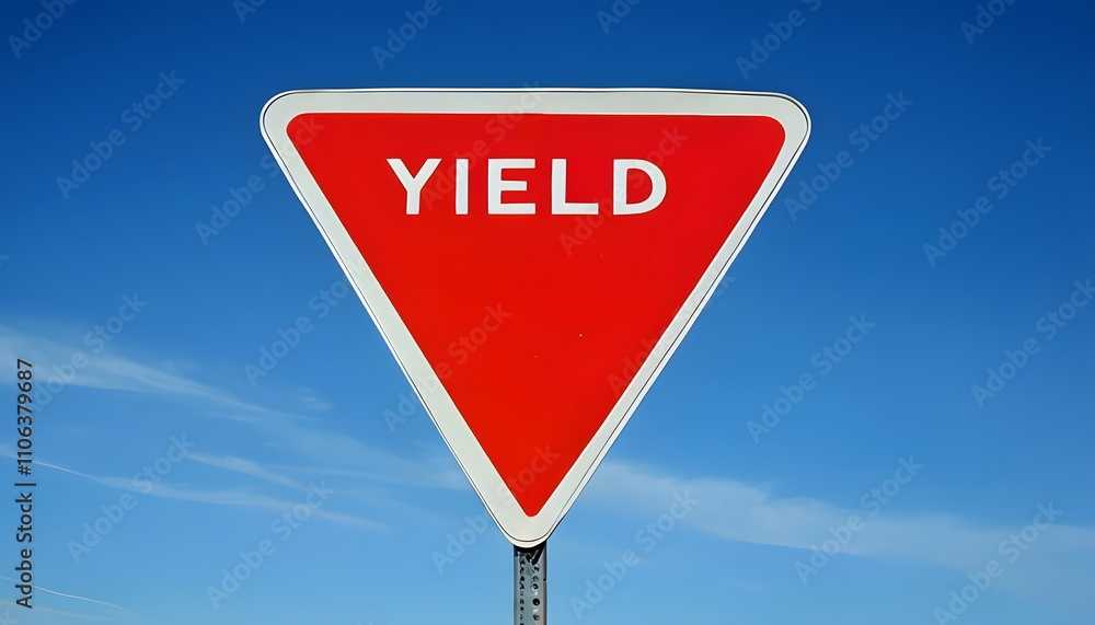 Yield Sign - Red Triangle with White Border Yield Sign - Red Triangle with White Border