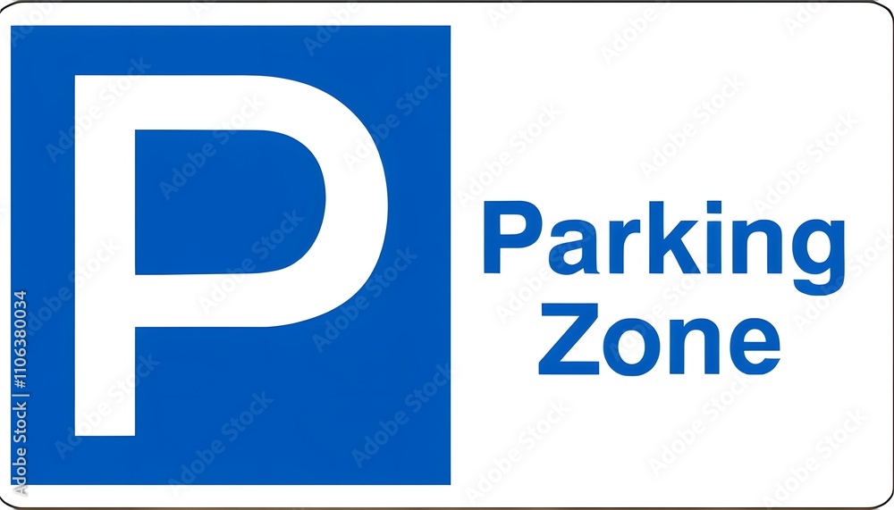 Parking Zone Sign (Square, Blue with White Parking Zone Sign (Square, Blue with White