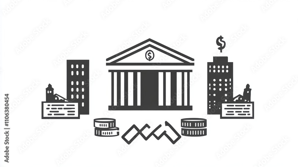 An illustration of a classical building surrounded by decorative elements An illustration of a classical building surrounded by decorative elements