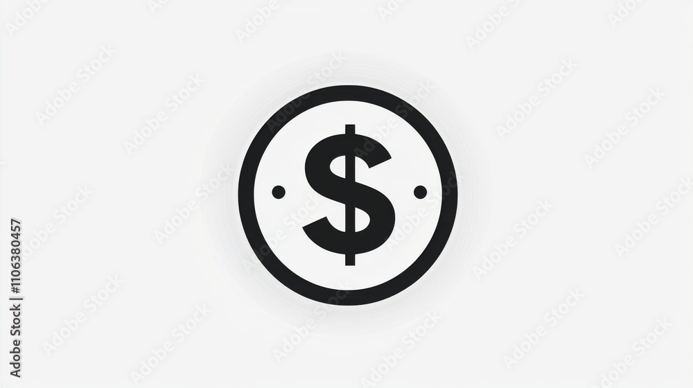 A dollar sign icon inside a plain white circular frame A dollar sign icon inside a plain white circular frame