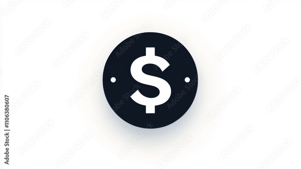 A bold dollar sign icon inside a circular frame on a blue background A bold dollar sign icon inside a circular frame on a blue background