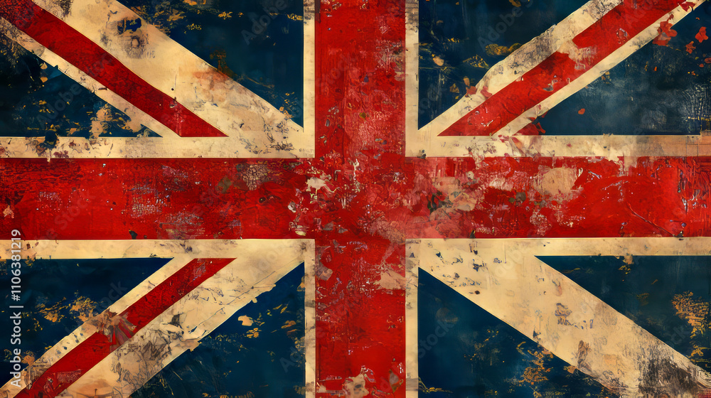 Fototapeta premium Weathered union jack flag with vintage texture and colors