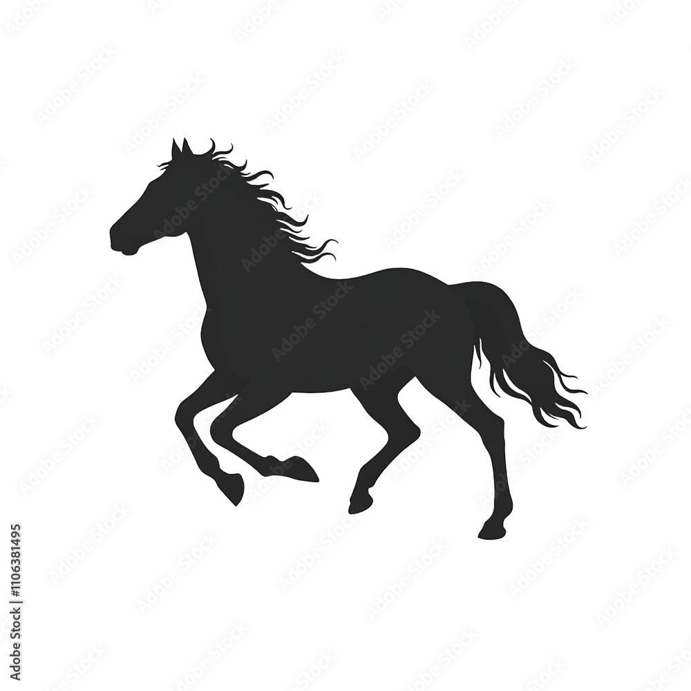 Dynamic silhouette of galloping horse on light gray backdrop Dynamic silhouette of galloping horse on light gray backdrop