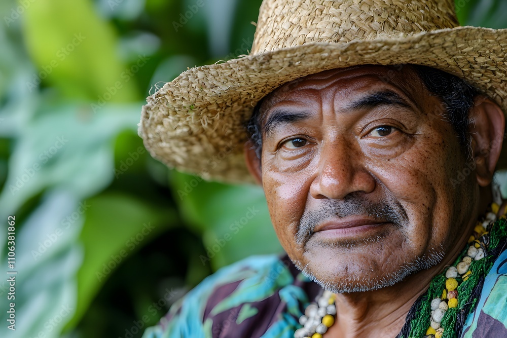 Fototapeta premium Hawaiian taro farmer