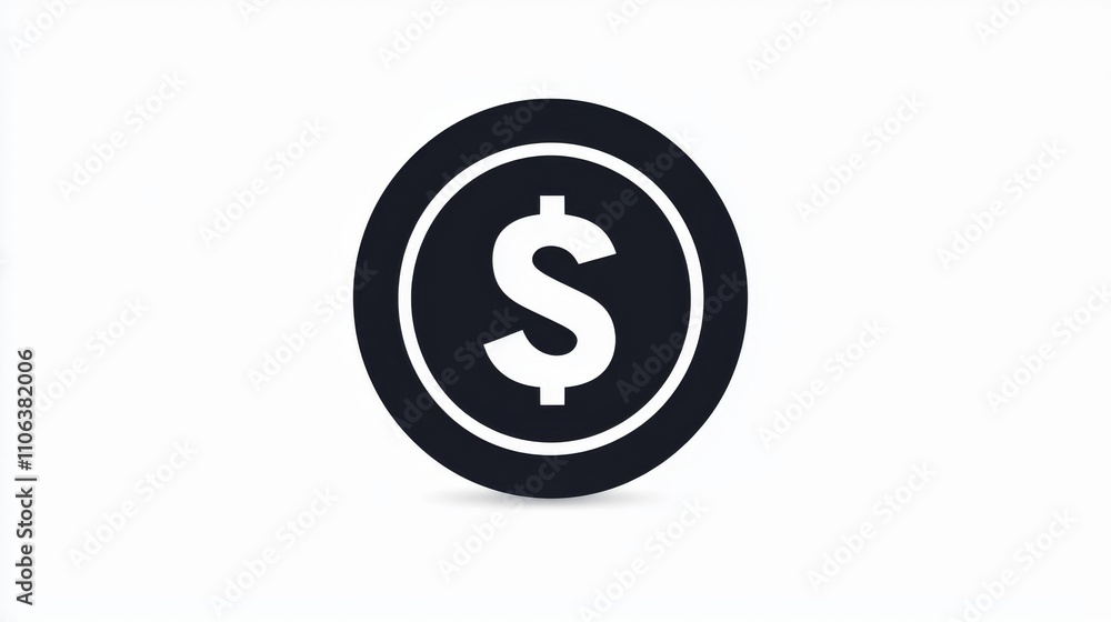 A bold dollar sign icon inside a black circle on a white background A bold dollar sign icon inside a black circle on a white background