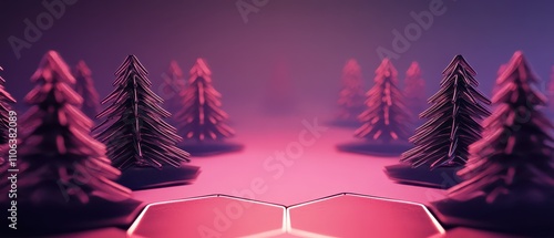 Vibrant pink forest showcasing Christmas spirit photo