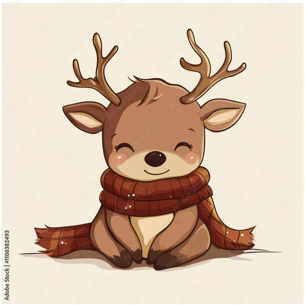 Obraz premium Cute reindeer for Christmas holiday greeting card design.