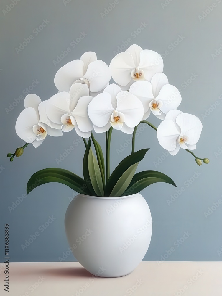 Elegant white orchids arranged in a simple vase Elegant white orchids arranged in a simple vase