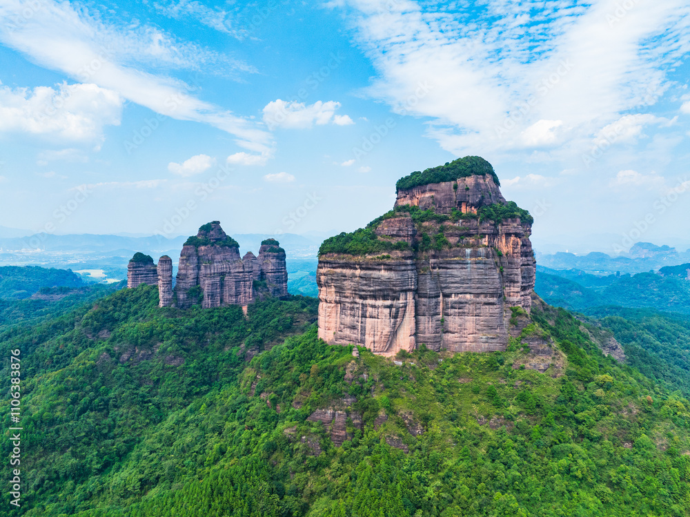 Summer scenery of Bazhai in Danxia Mountain, Shaoguan, Guangdong Summer scenery of Bazhai in Danxia Mountain, Shaoguan, Guangdong