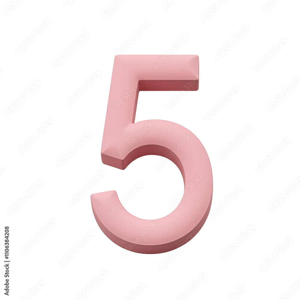 Elegant 3D pink number 5 minimalistic Elegant 3D pink number 5 minimalistic