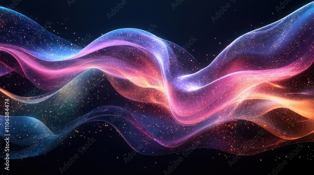 Obraz premium Advanced natural language processing visualized as flowing glowing text, abstract tech design