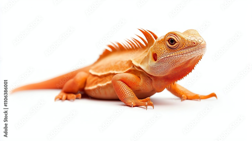 Fototapeta premium A vibrant orange lizard with striking features, showcasing its unique coloration and distinctive scales