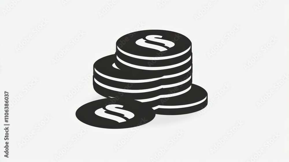 A stack of coins with subtle highlights on a white background A stack of coins with subtle highlights on a white background